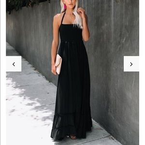 Zayn smocked backless halter maxi dress